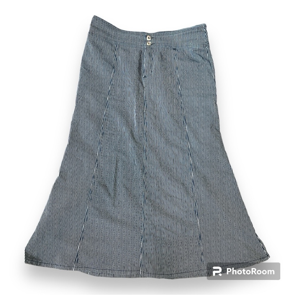 Ashley Stewart Blue Jean Striped Denim Maxi Skirt Size 18